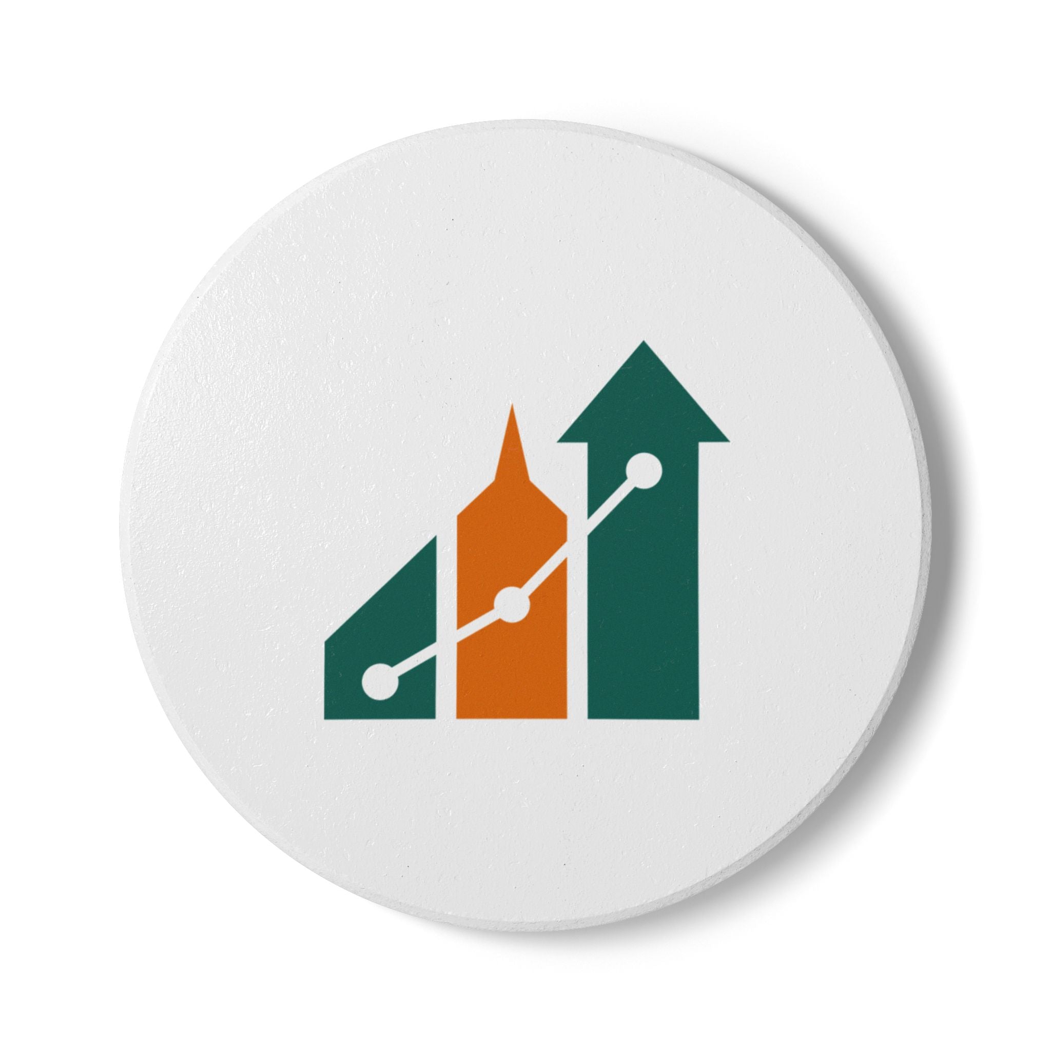 Ceramic Coaster — Minimal Growth Arrow Logo Coaster (Business/Office Drink Mat)