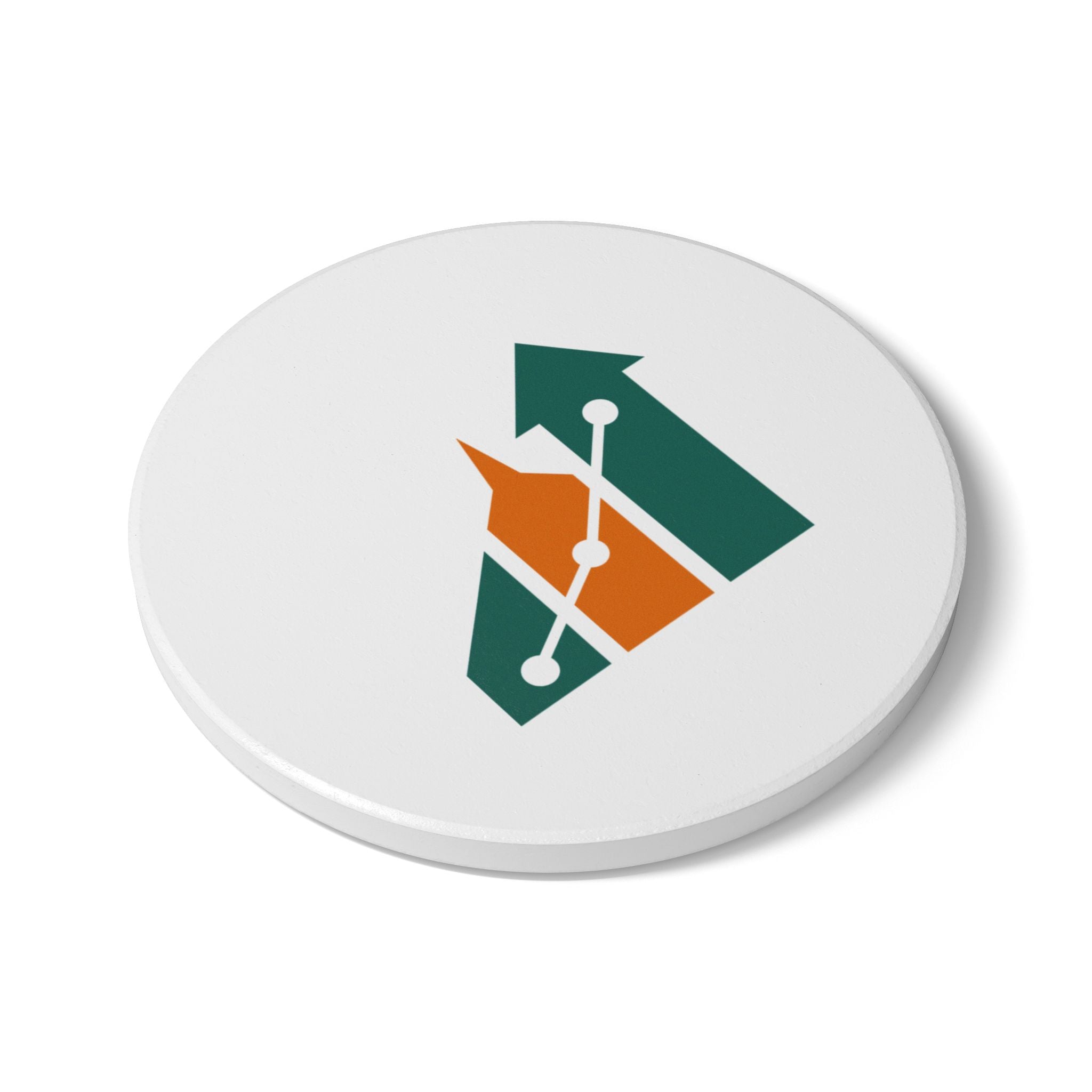 Ceramic Coaster — Minimal Growth Arrow Logo Coaster (Business/Office Drink Mat)
